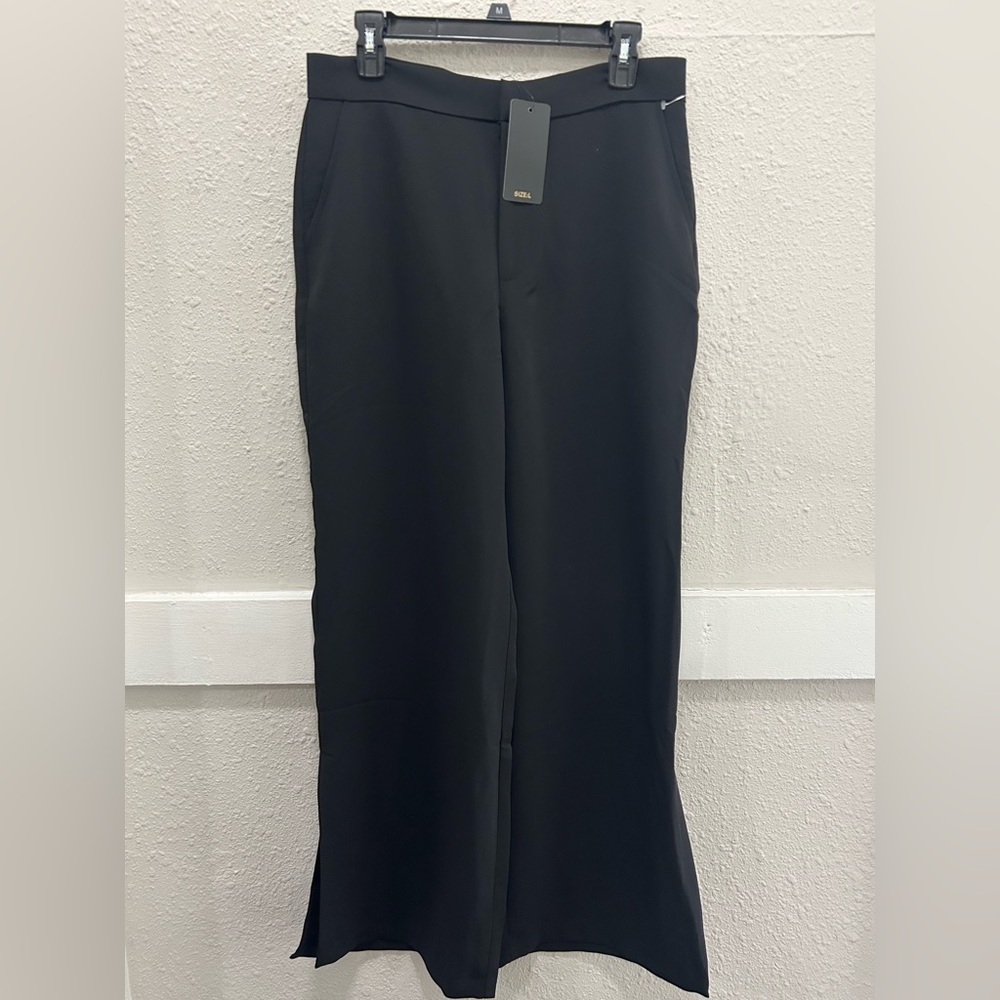 Shinestar Women's Black Side Slit Trousers NWT L